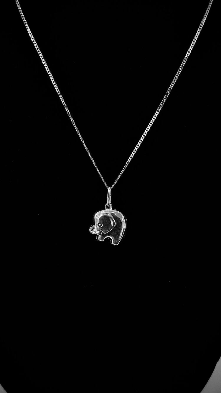 Elephant Pendant 2mm Curb Chain Necklace